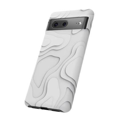 White 3D Topographic Wave Tough Phone Case