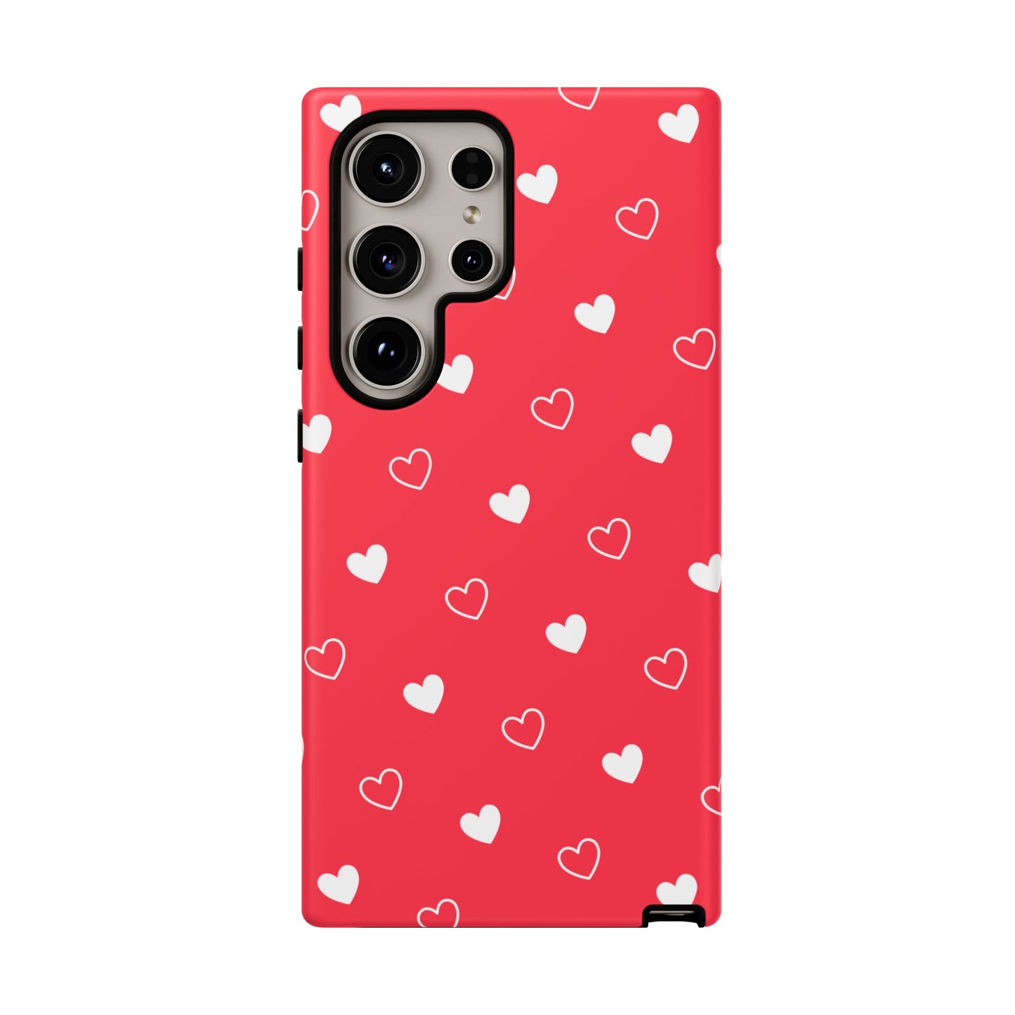 Cherry Red Heart Pattern Tough Phone Case