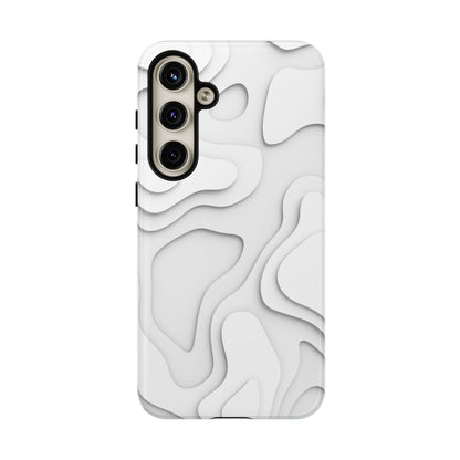 White 3D Topographic Wave Tough Phone Case