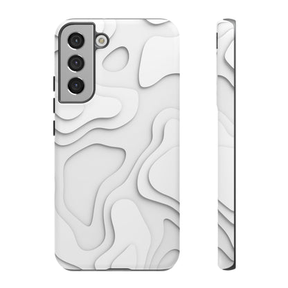 White 3D Topographic Wave Tough Phone Case