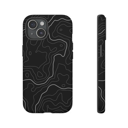 Black Topographic Tough Phone Case