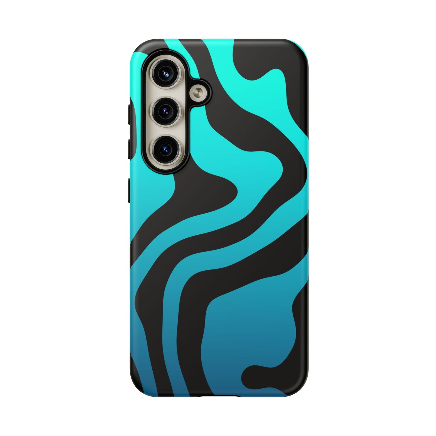 Black Aqua Wave Tough Phone Case