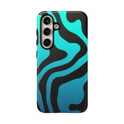 Black Aqua Wave Tough Phone Case