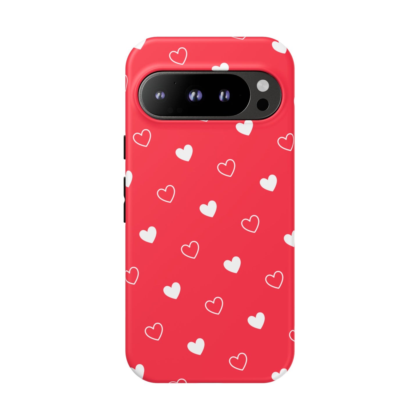 Cherry Red Heart Pattern Tough Phone Case