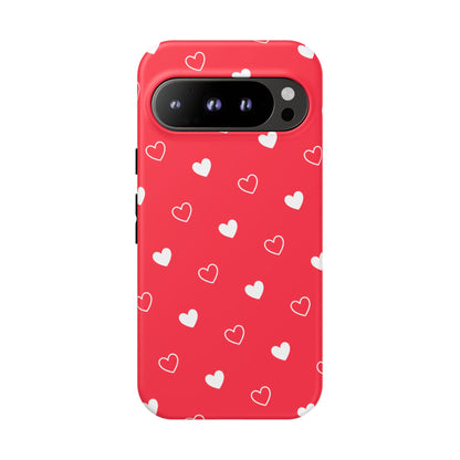 Cherry Red Heart Pattern Tough Phone Case