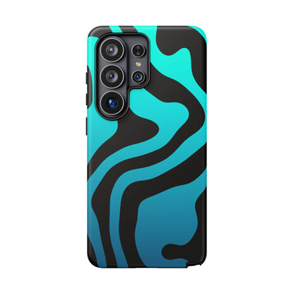 Black Aqua Wave Tough Phone Case