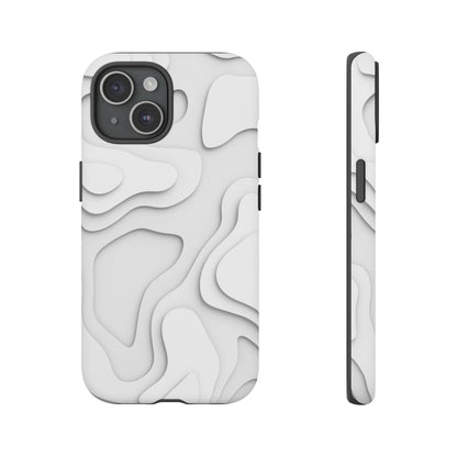 White 3D Topographic Wave Tough Phone Case