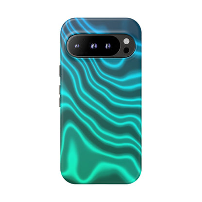 Teal Glow Wave Tough Phone Case