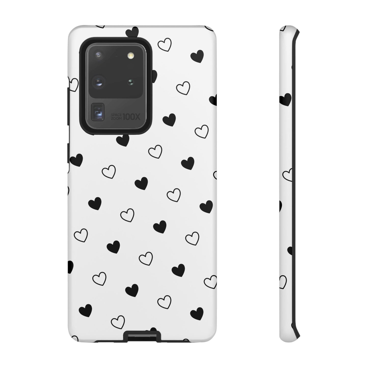 Black Hearts Minimal Tough Phone Case