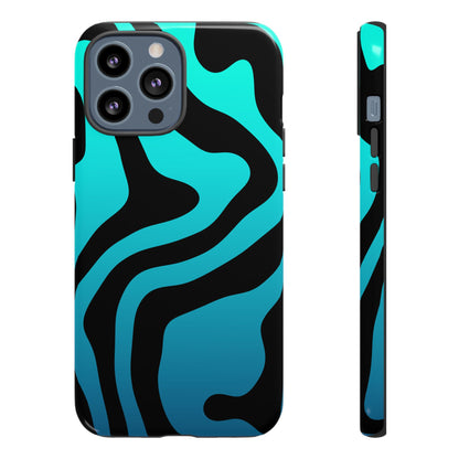 Black Aqua Wave Tough Phone Case