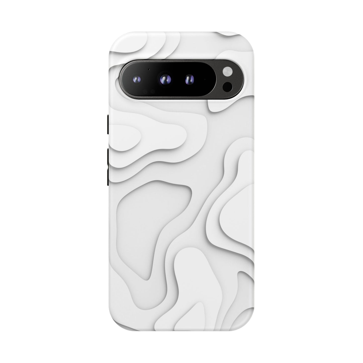 White 3D Topographic Wave Tough Phone Case