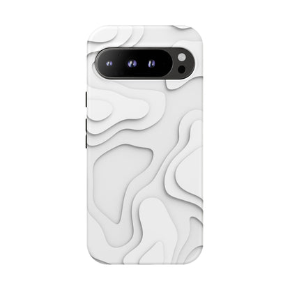 White 3D Topographic Wave Tough Phone Case