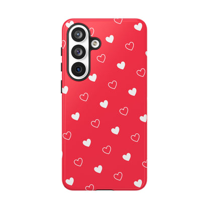 Cherry Red Heart Pattern Tough Phone Case