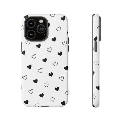 Black Hearts Minimal Tough Phone Case