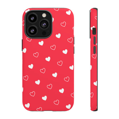 Cherry Red Heart Pattern Tough Phone Case