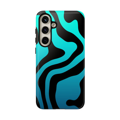 Black Aqua Wave Tough Phone Case
