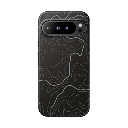 Black Topographic Tough Phone Case