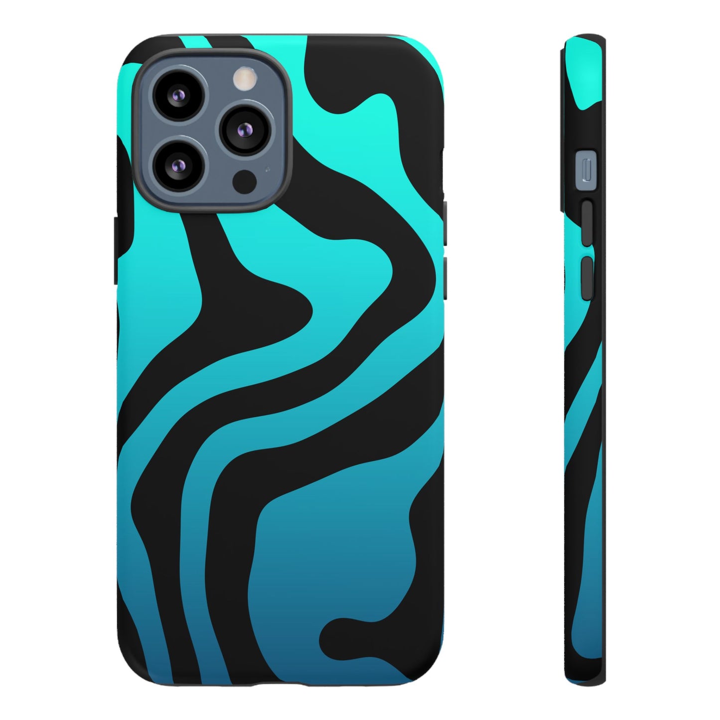 Black Aqua Wave Tough Phone Case