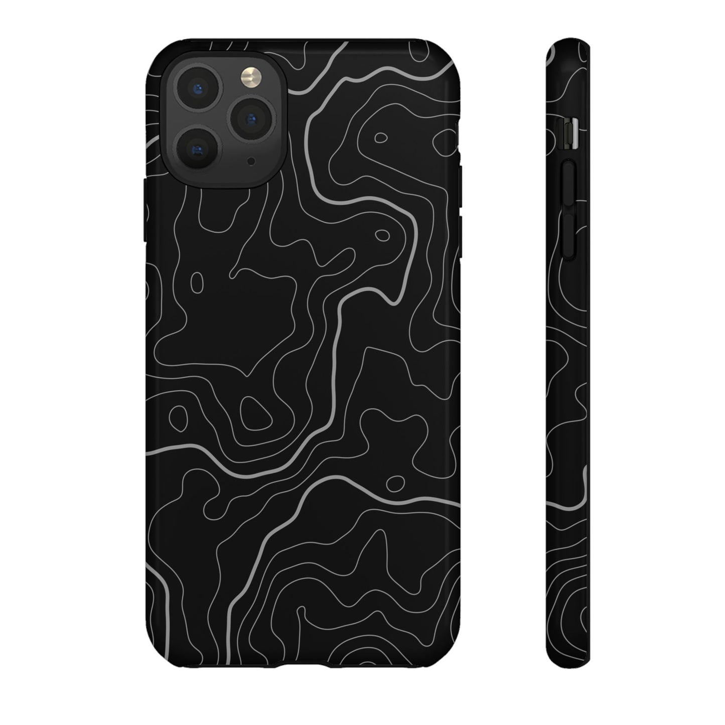 Black Topographic Tough Phone Case