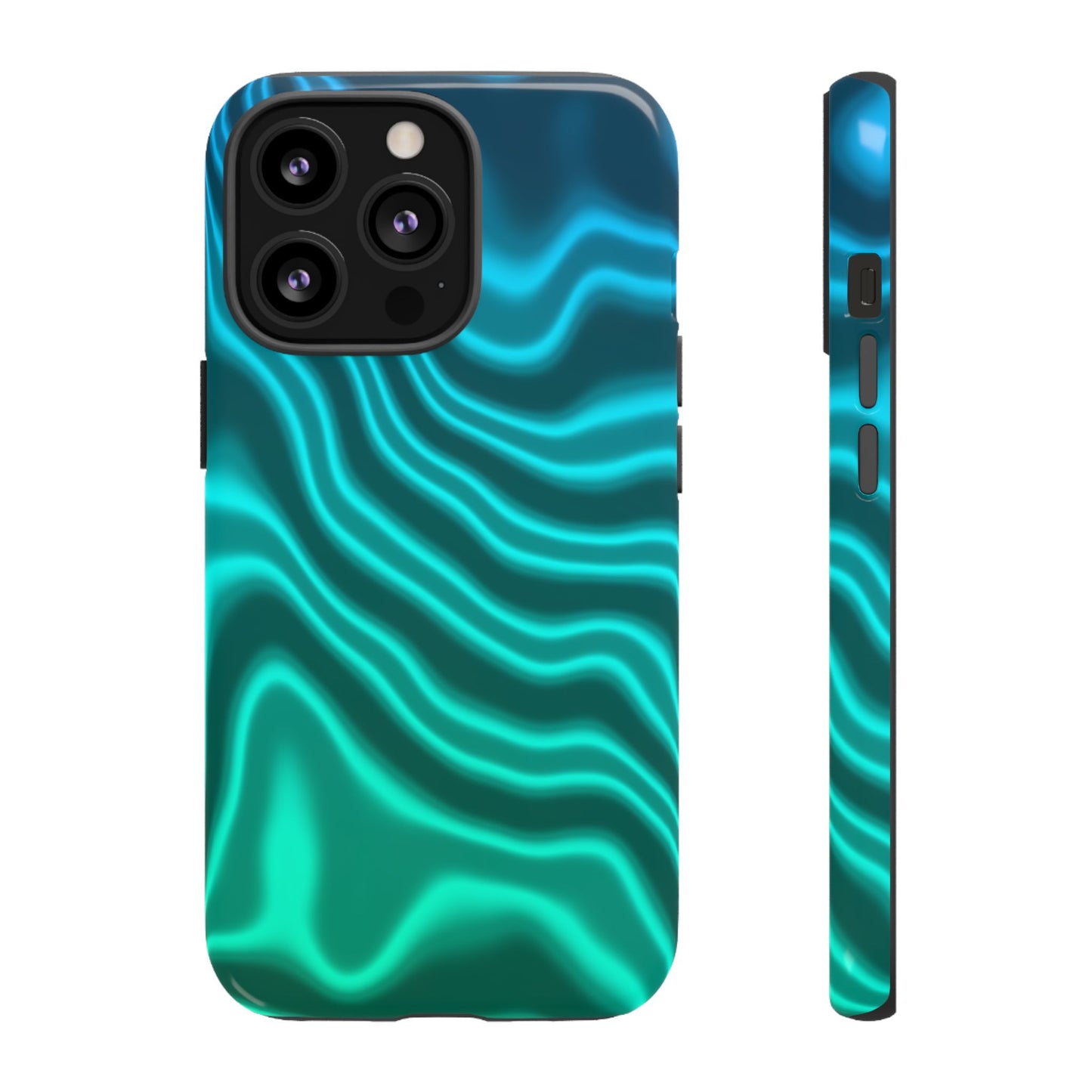 Teal Glow Wave Tough Phone Case