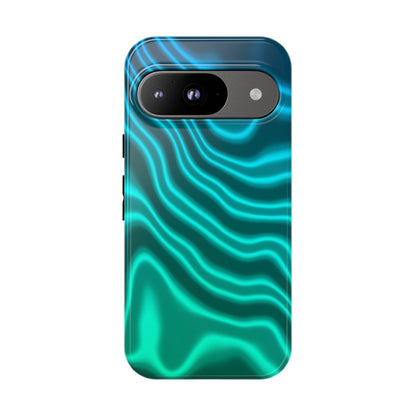Teal Glow Wave Tough Phone Case