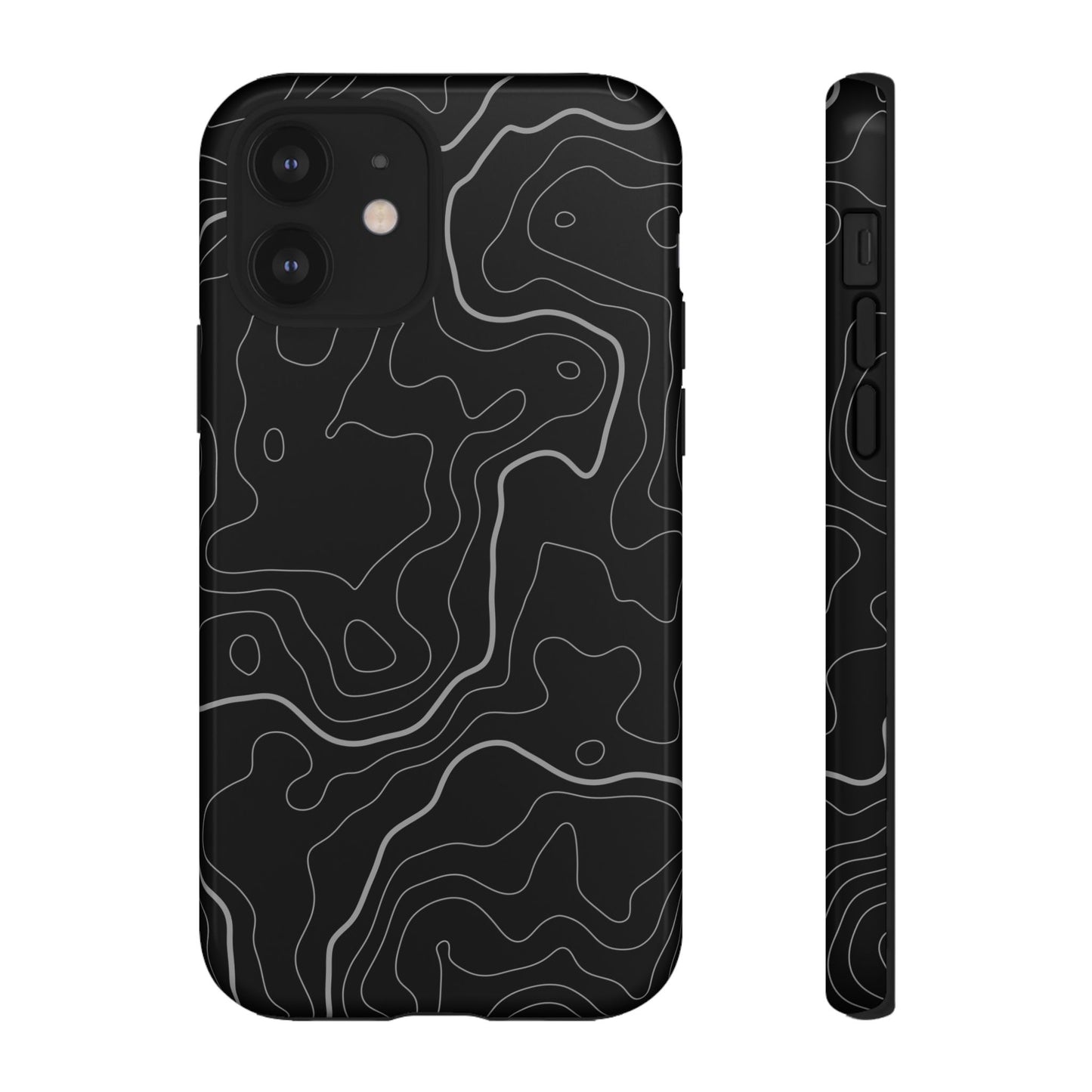 Black Topographic Tough Phone Case