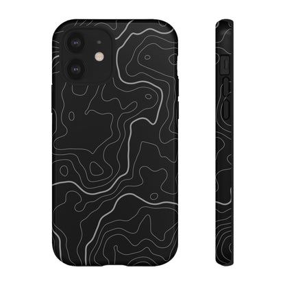 Black Topographic Tough Phone Case