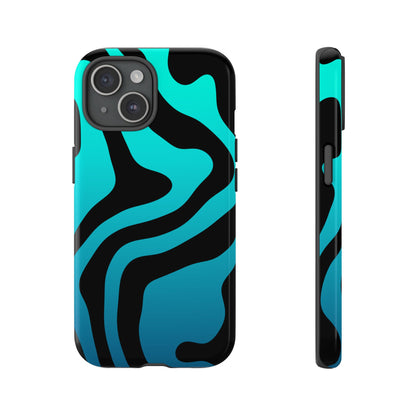 Black Aqua Wave Tough Phone Case