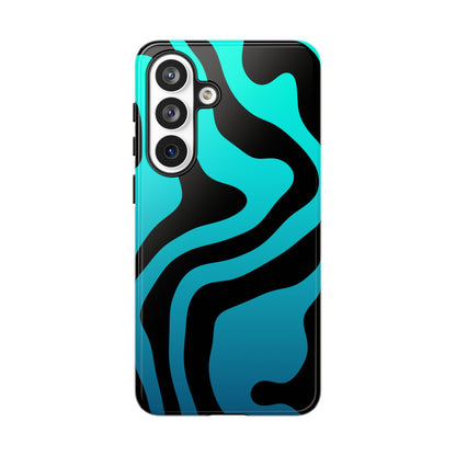 Black Aqua Wave Tough Phone Case