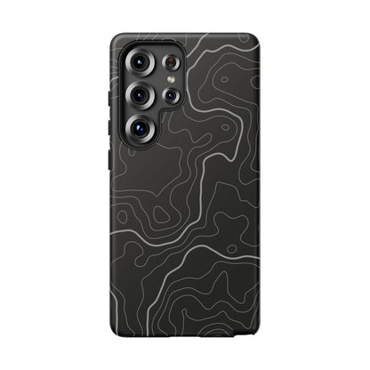 Black Topographic Tough Phone Case