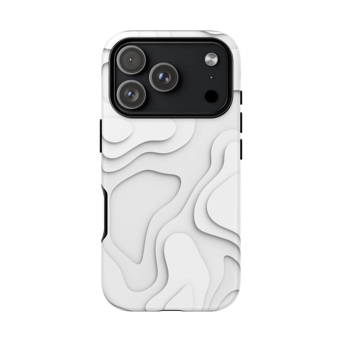 White 3D Topographic Wave Tough Phone Case