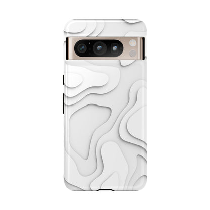 White 3D Topographic Wave Tough Phone Case