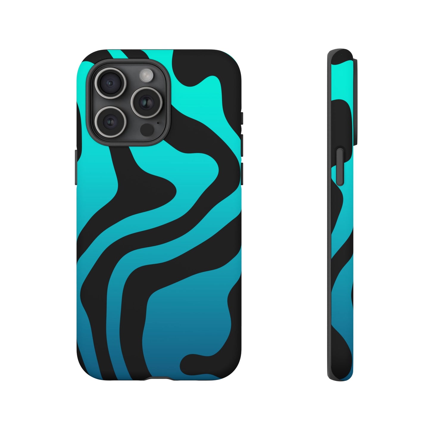 Black Aqua Wave Tough Phone Case