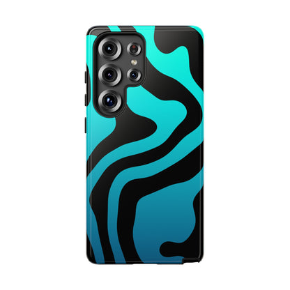 Black Aqua Wave Tough Phone Case