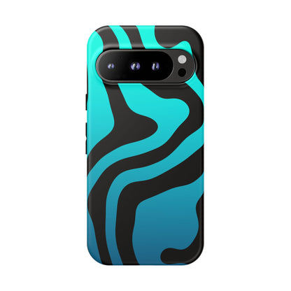 Black Aqua Wave Tough Phone Case