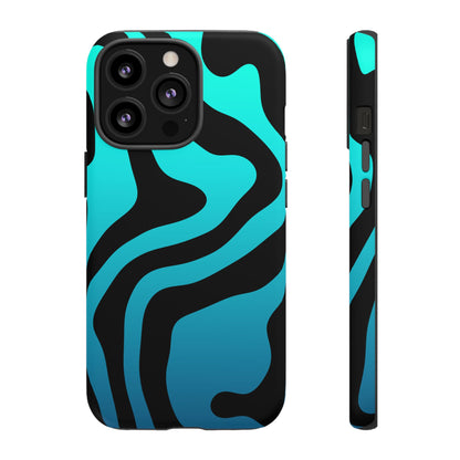 Black Aqua Wave Tough Phone Case