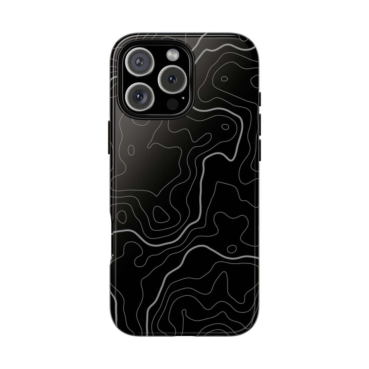 Black Topographic Tough Phone Case
