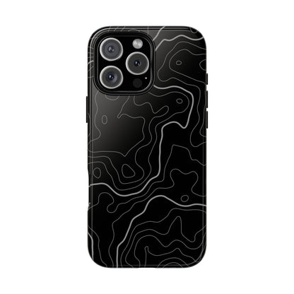 Black Topographic Tough Phone Case