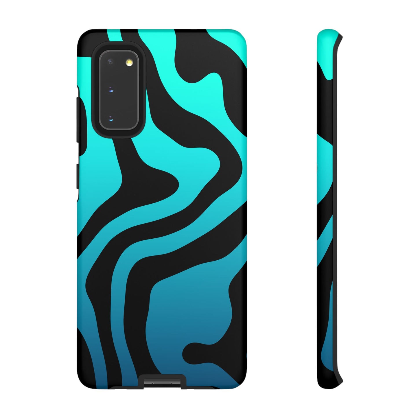 Black Aqua Wave Tough Phone Case