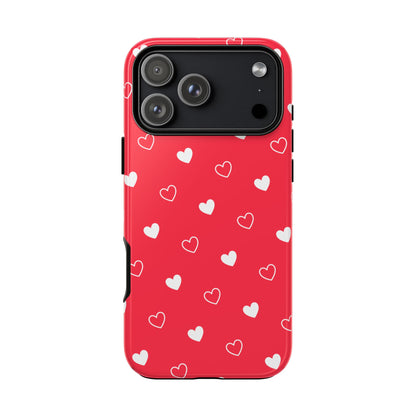 Cherry Red Heart Pattern Tough Phone Case