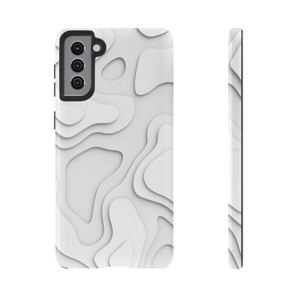 White 3D Topographic Wave Tough Phone Case