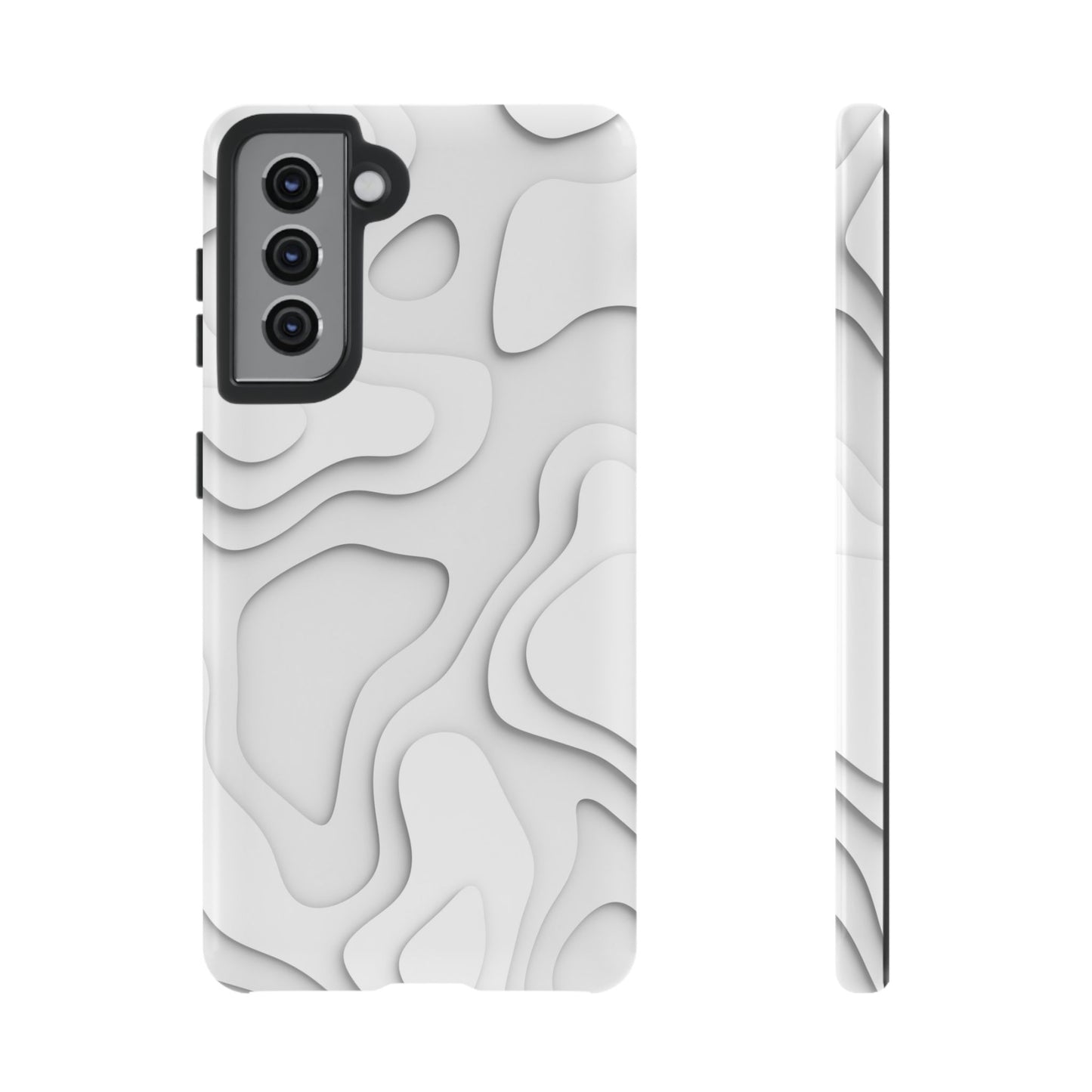 White 3D Topographic Wave Tough Phone Case