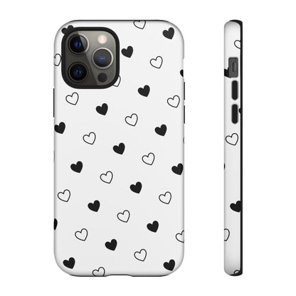 Black Hearts Minimal Tough Phone Case