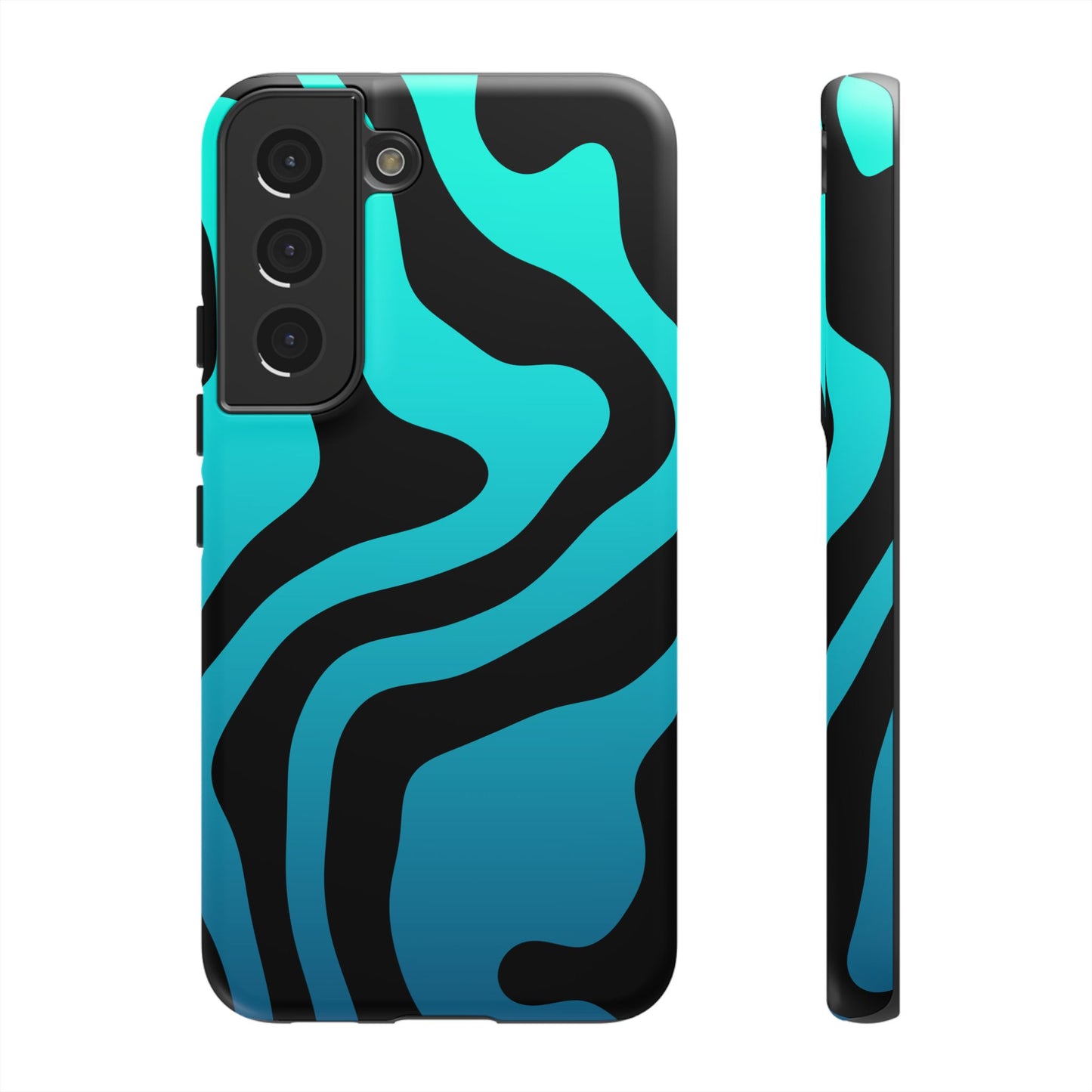 Black Aqua Wave Tough Phone Case