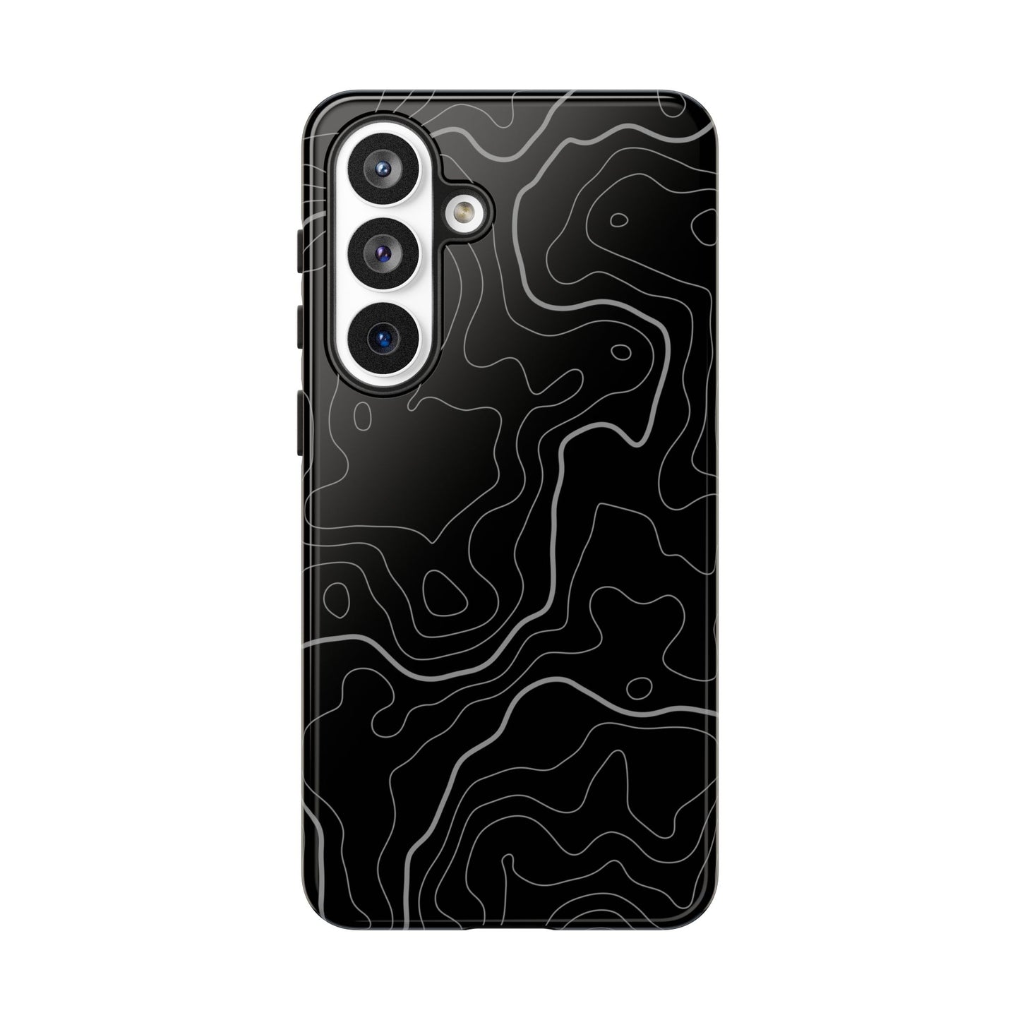 Black Topographic Tough Phone Case