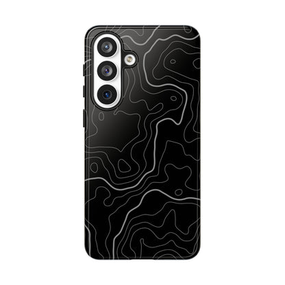 Black Topographic Tough Phone Case