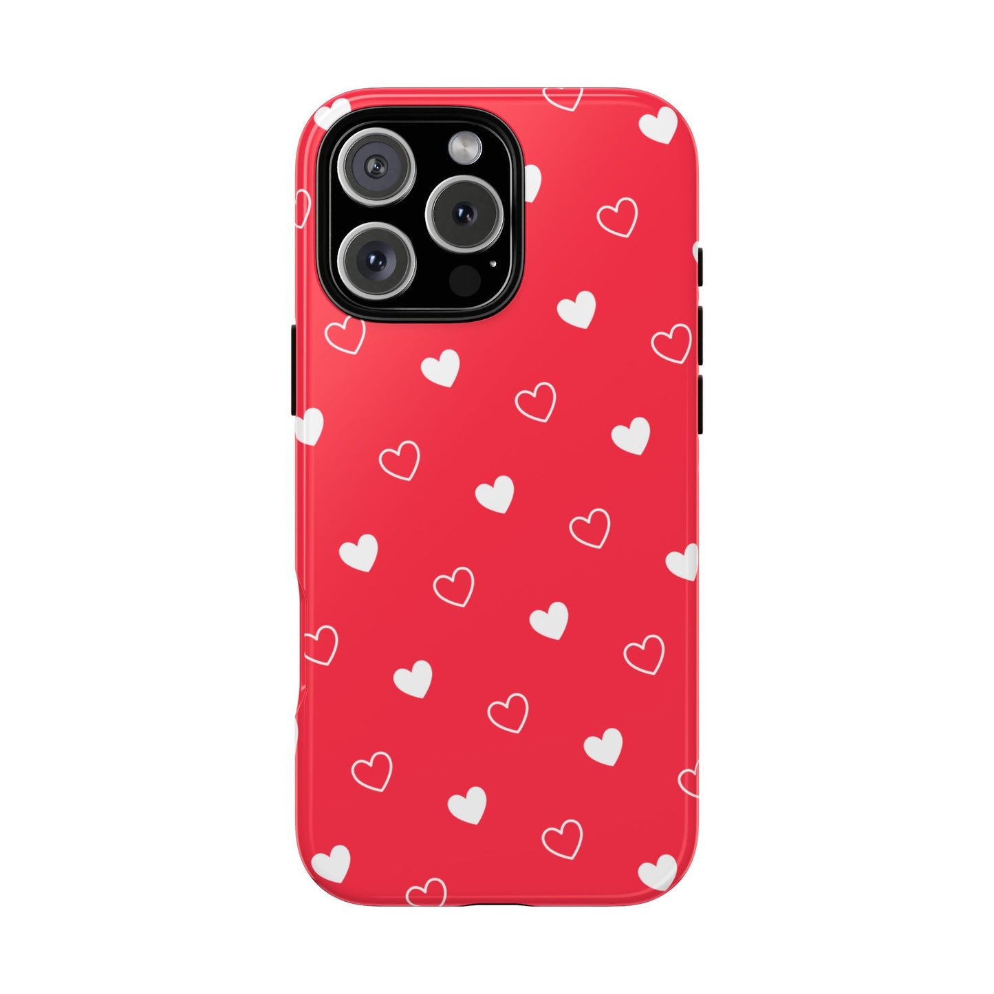 Cherry Red Heart Pattern Tough Phone Case