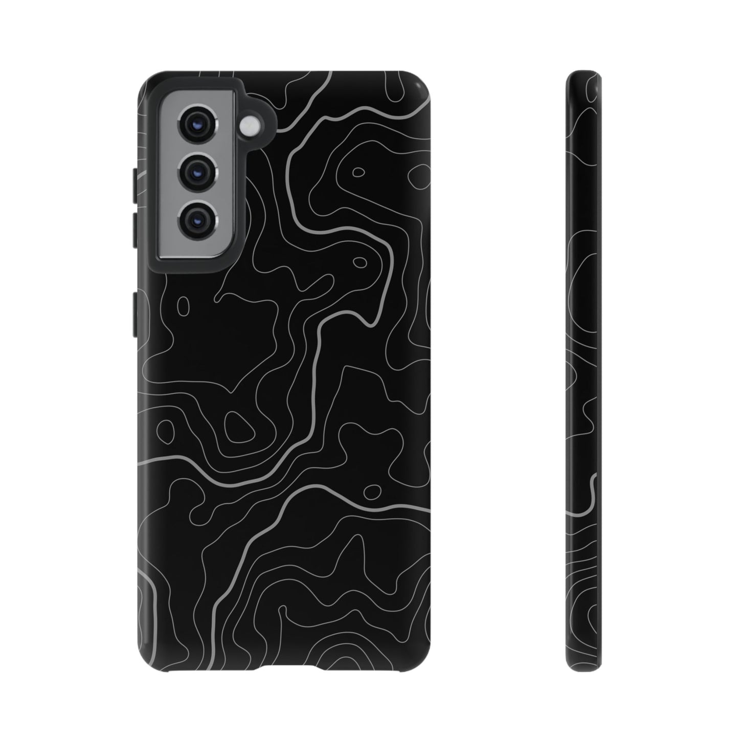 Black Topographic Tough Phone Case
