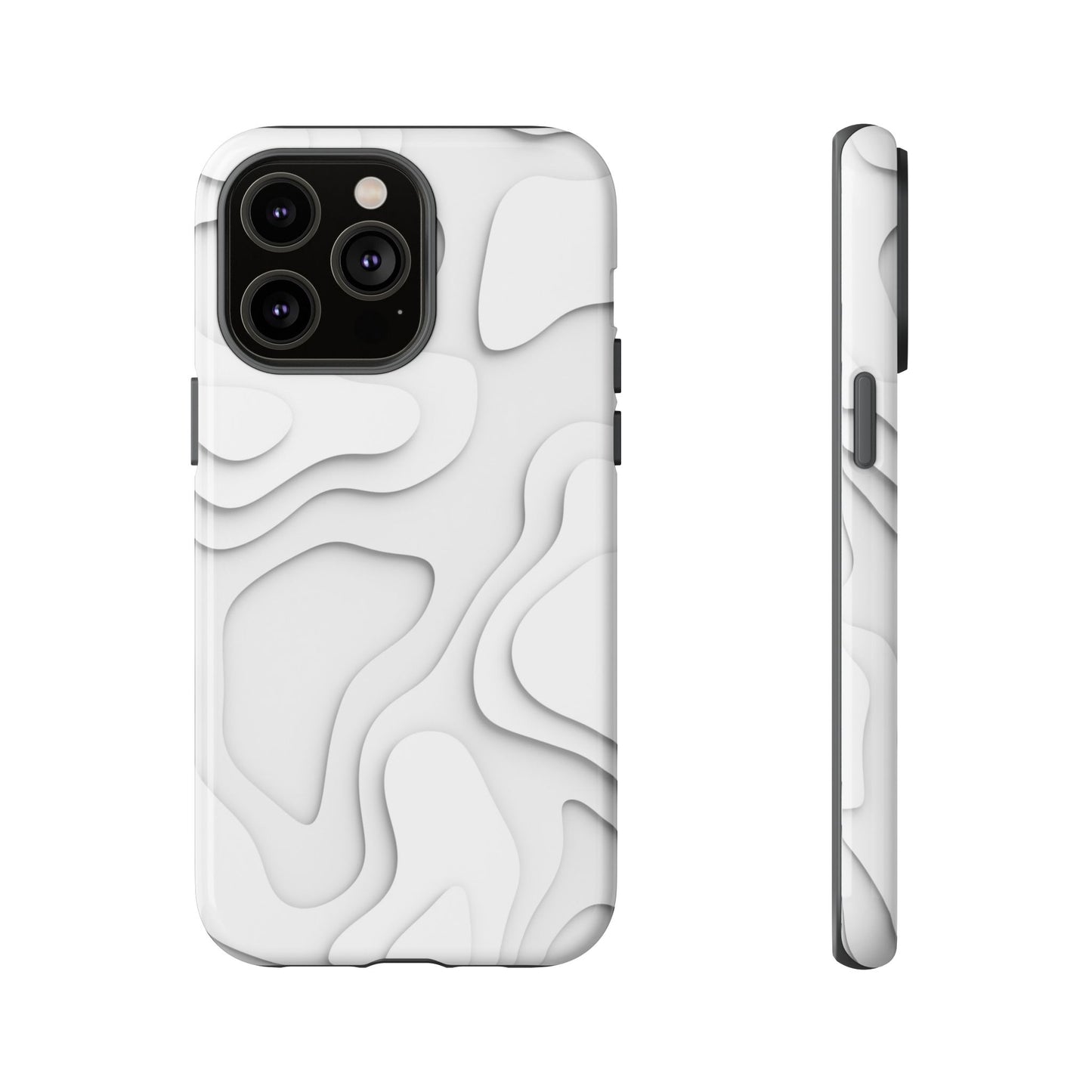 White 3D Topographic Wave Tough Phone Case