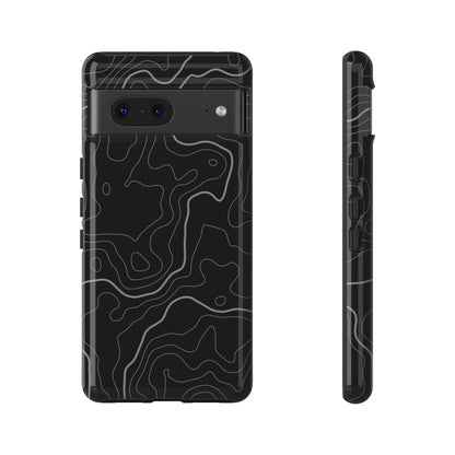 Black Topographic Tough Phone Case